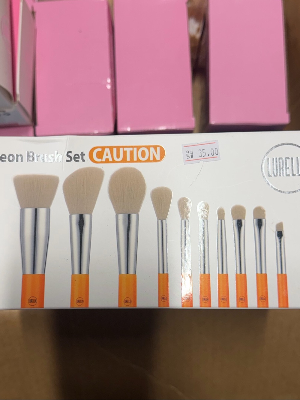 LURELLA COSMETICS Neon Brush Set 10 Pc Set Orange NEW - Picture 5 of 6